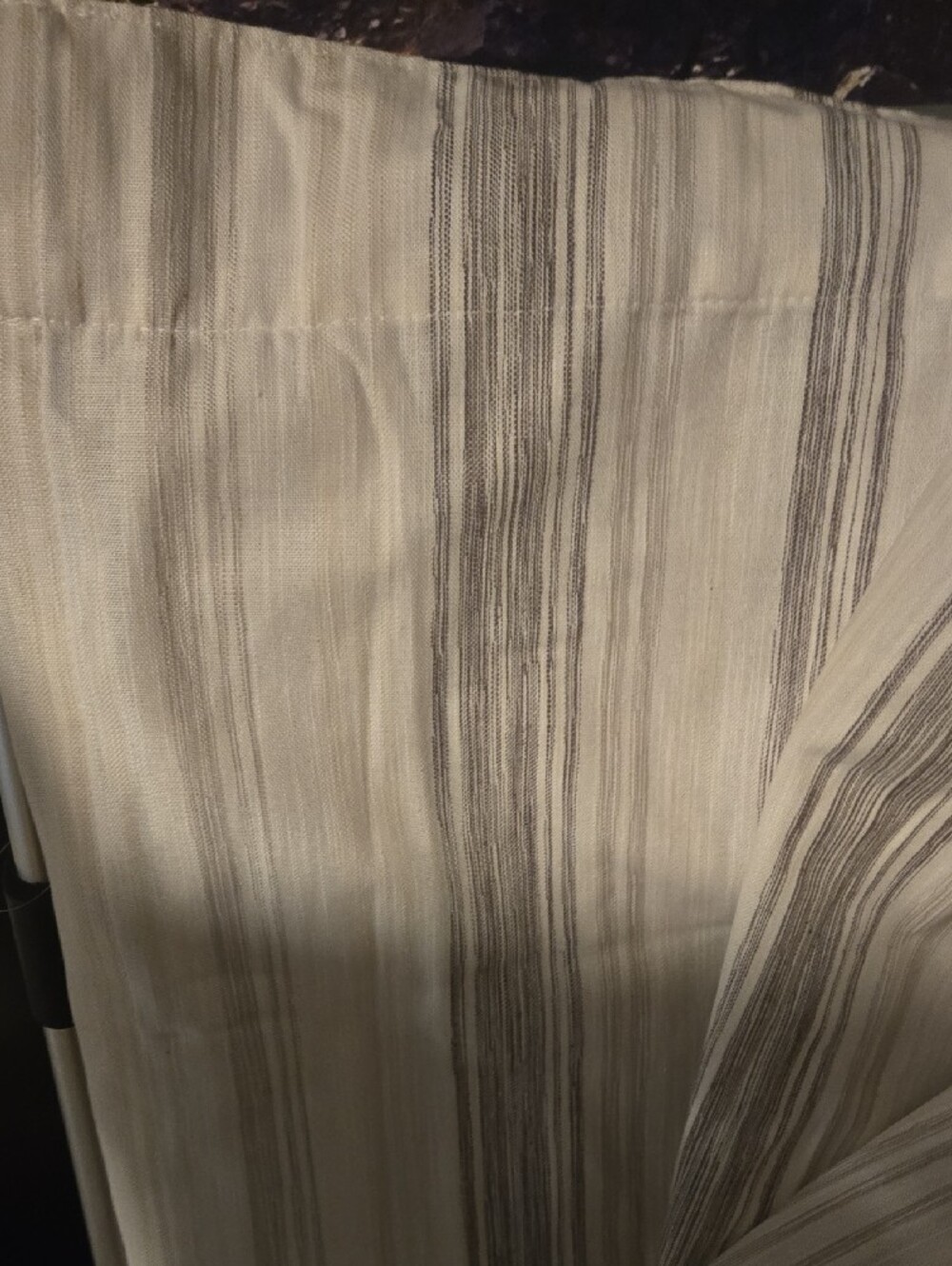 Threshold Striped Curtain Panel in Cream and Gray - Picture 10 of 15